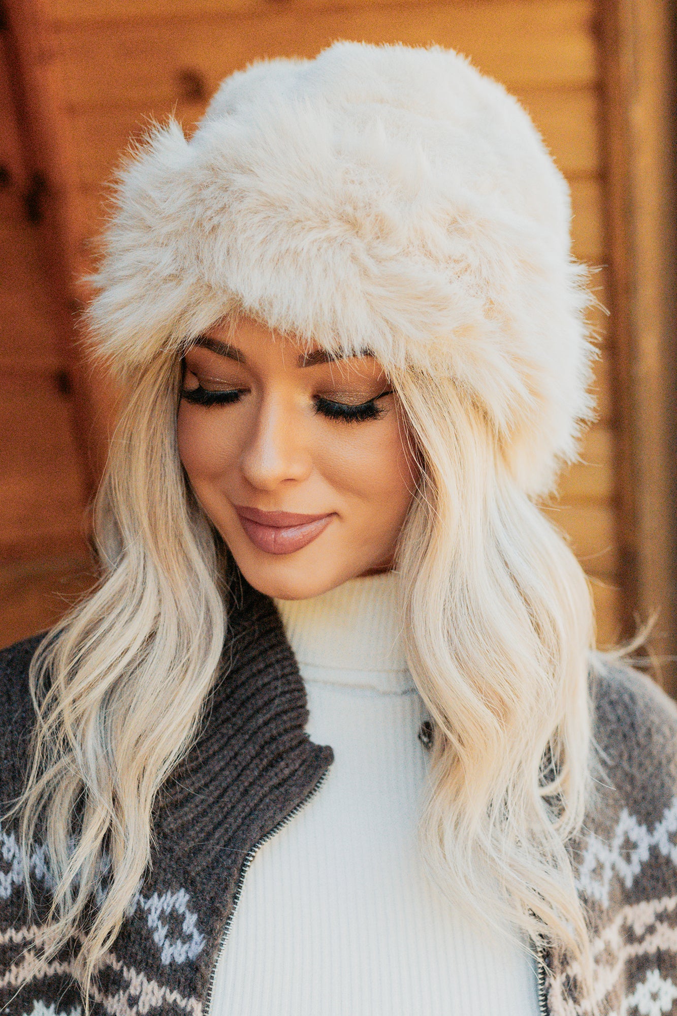 Fireside Winters Faux Fur Vintage Winter Hat (Ivory) - NanaMacs