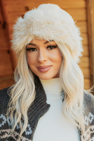Fireside Winters Faux Fur Vintage Winter Hat (Ivory) - NanaMacs