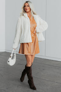 Quietly Confident Faux Leather Mini Dress (Mocha) - NanaMacs