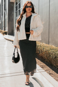 Heat Of It Polka-Dot One Shoulder Top Midi Skirt Set (Black/White) - NanaMacs