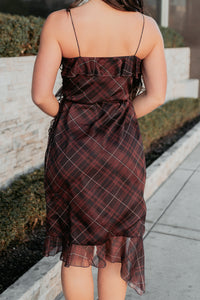 Lovely Things Sleeveless Plaid Midi Dress (Wine) - NanaMacs