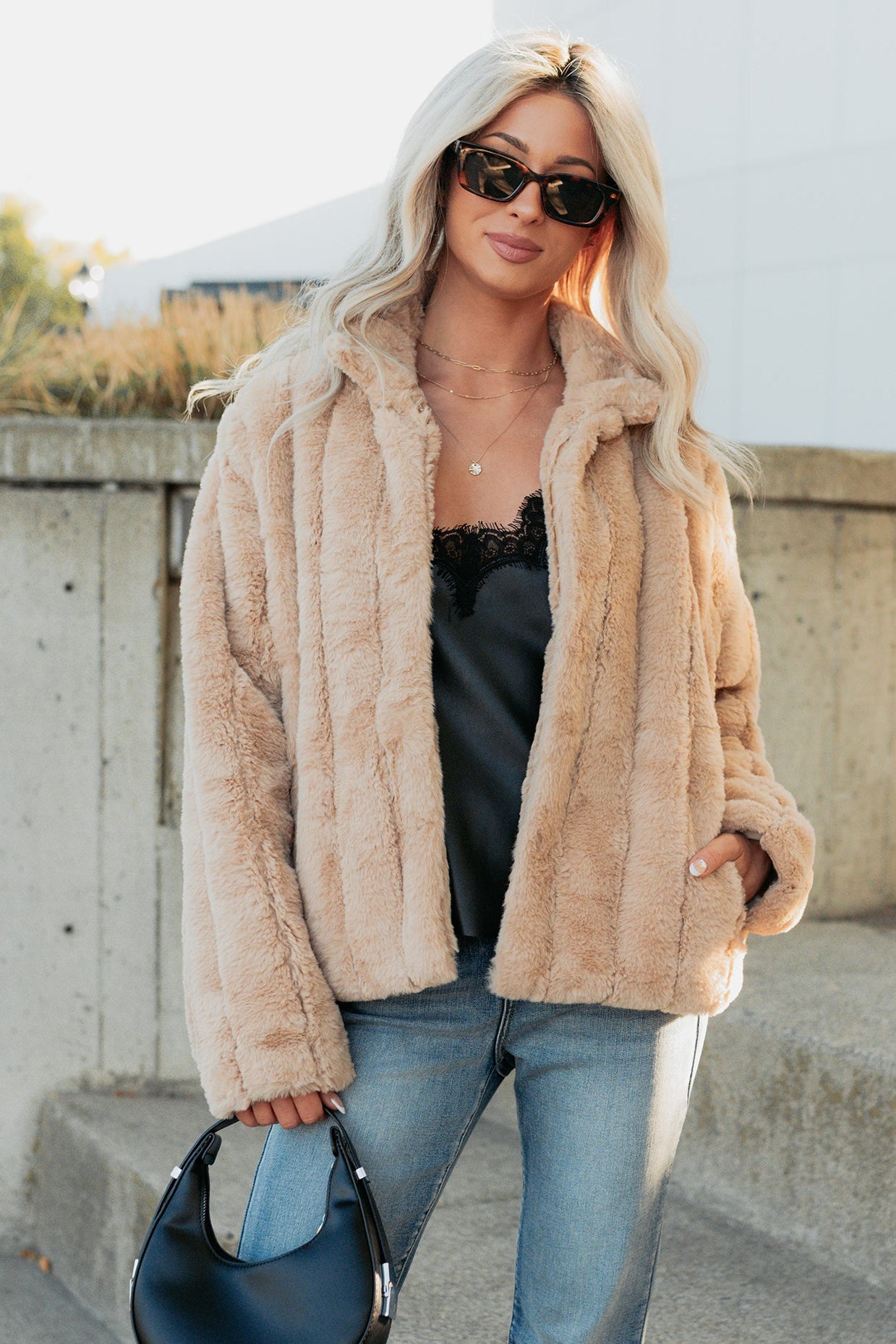 Snuggle Bug Faux Fur Jacket (Taupe) - NanaMacs