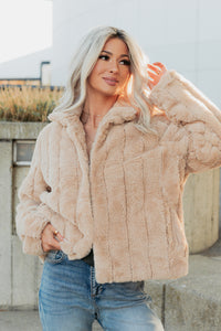 Snuggle Bug Faux Fur Jacket (Taupe) - NanaMacs