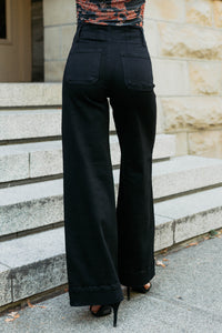 Frederick High Rise Wide Leg Risen Jeans (Black) - NanaMacs