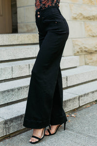 Frederick High Rise Wide Leg Risen Jeans (Black) - NanaMacs