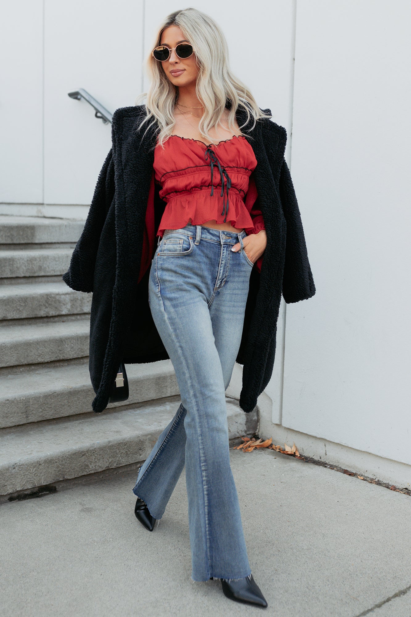 Cute With It Sweetheart Neck Bow Detail Top (Red Wine) - NanaMacs