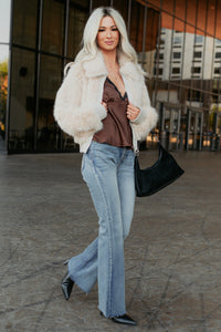 No Comparisons Faux Fur Plush Zip-Up Jacket (Taupe) - NanaMacs