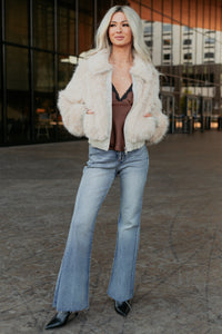 No Comparisons Faux Fur Plush Zip-Up Jacket (Taupe) - NanaMacs