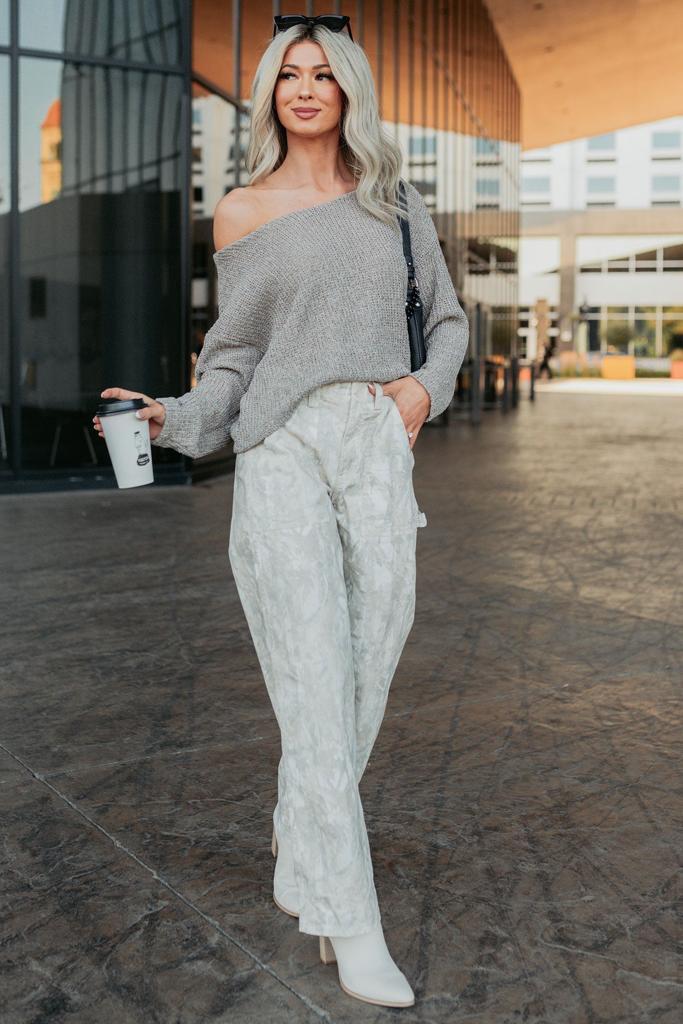 Quiet & Close Wide Neck Sweater (Taupe) - NanaMacs