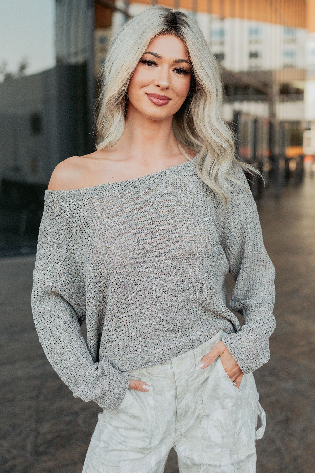 Quiet & Close Wide Neck Sweater (Taupe) - NanaMacs