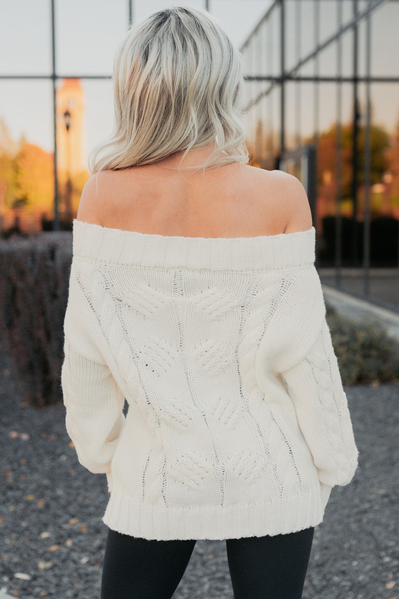 Dazzle Hour Knit Off The Shoulder Sweater (Cream) - NanaMacs