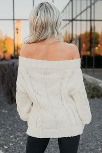 Dazzle Hour Knit Off The Shoulder Sweater (Cream) - NanaMacs