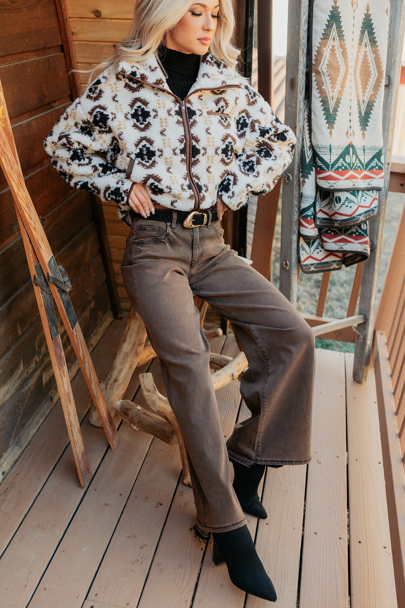 Valencia High Rise Wide Leg Mica Denim Jeans (Antique Bronze) - NanaMacs