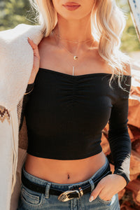 Love Again Off The Shoulder Long Sleeve Top (Black) - NanaMacs