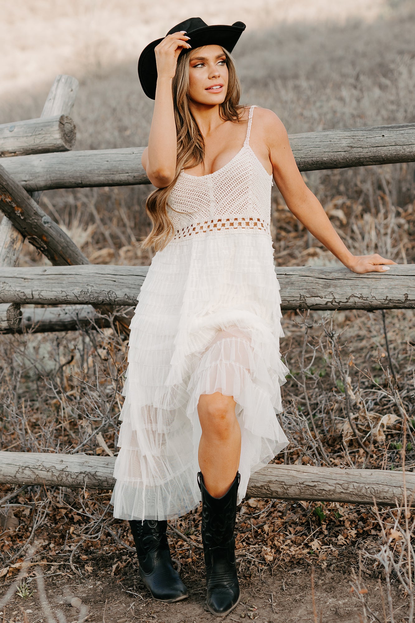 Women's Sunlit Serenity Crochet Ruffle Dress in Natural Women's Sunlit Serenity Crochet Ruffle Dress in Natural