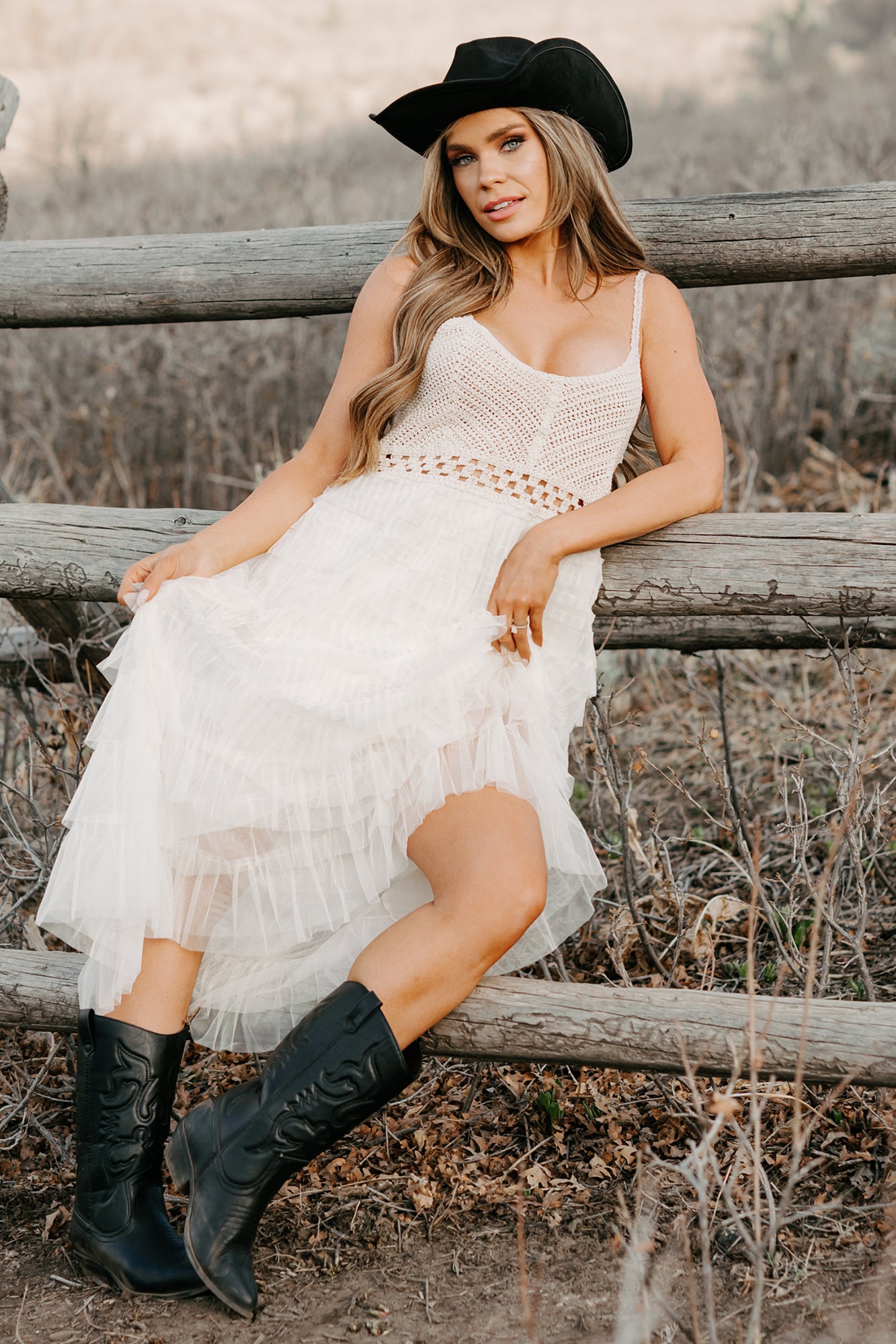 Women's Sunlit Serenity Crochet Ruffle Dress in Natural Women's Sunlit Serenity Crochet Ruffle Dress in Natural