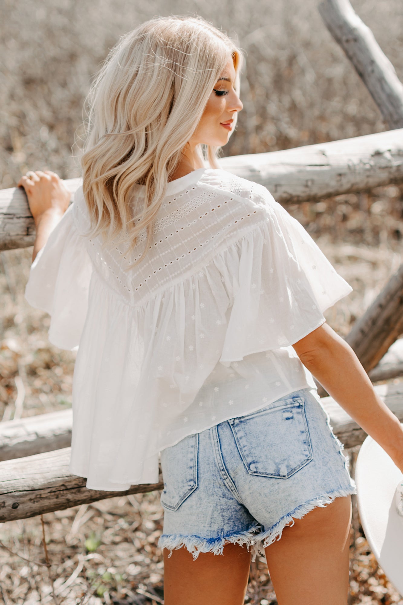 white flowy top