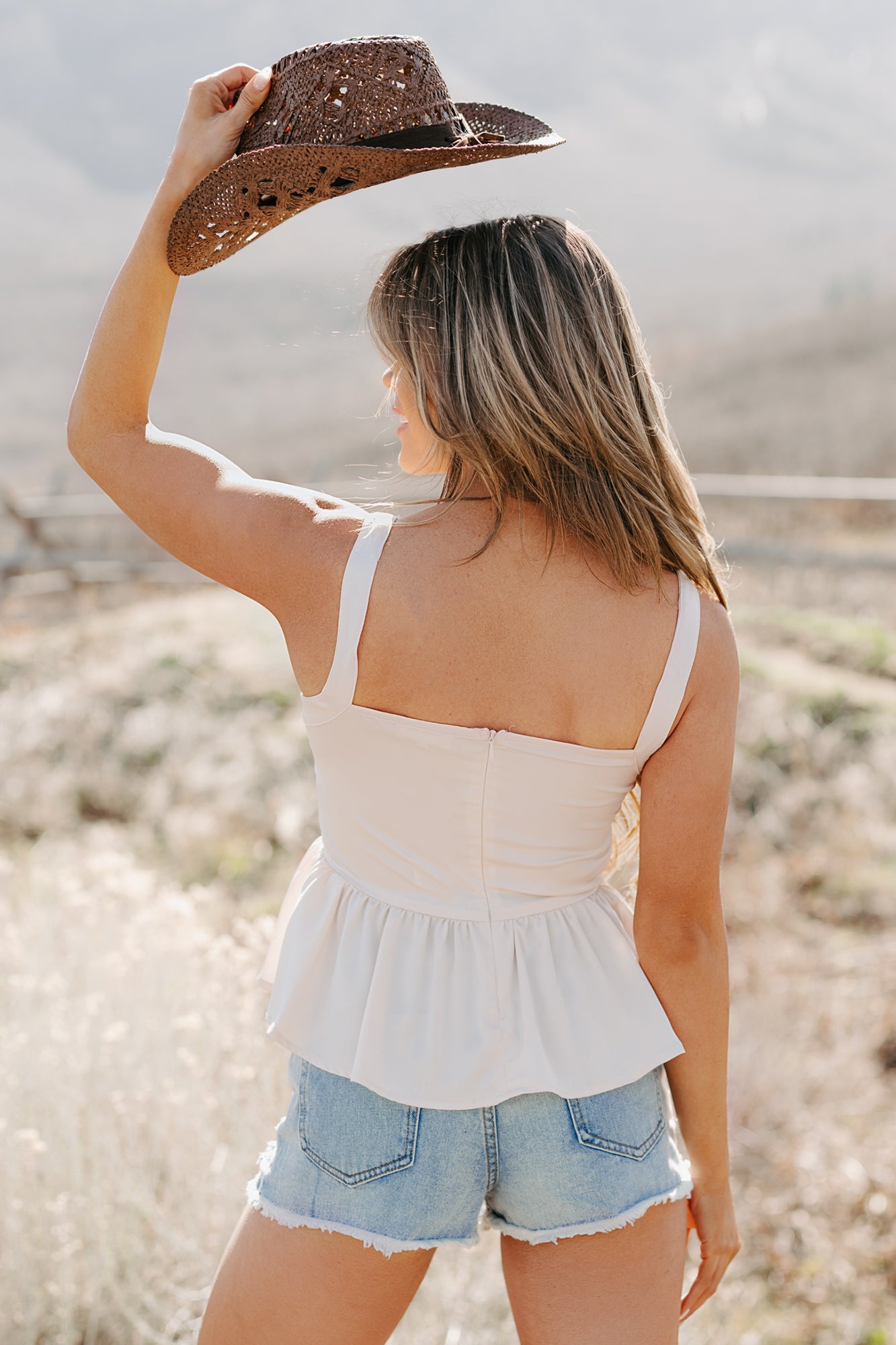 Winning Mindset Pleated Satin Peplum Top (Cream) · NanaMacs