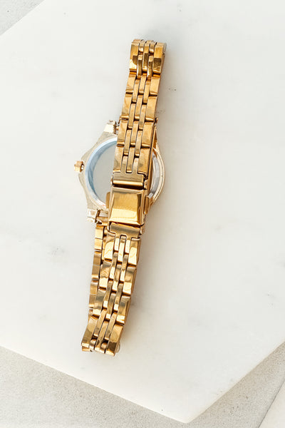 True Glamour Pave Trim Octagonal Watch (Gold/Black)