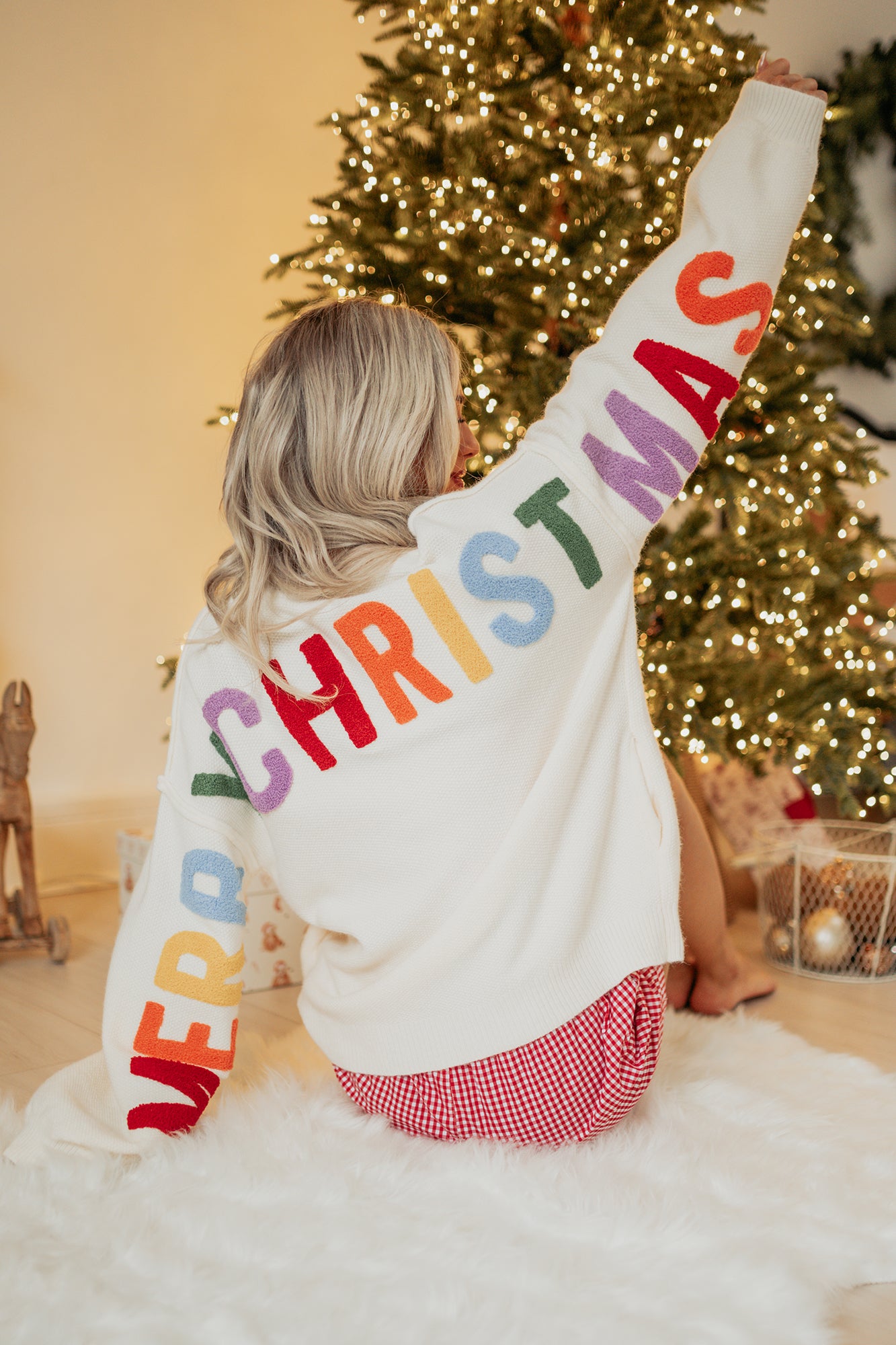 "Ho Ho Ho" Mello Christmas Patch Cardigan (Ivory) - NanaMacs