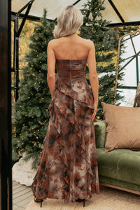 She Owns It Strapless Ruffle Maxi Dress (Walnut) - NanaMacs