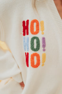 "Ho Ho Ho" Mello Christmas Patch Cardigan (Ivory) - NanaMacs