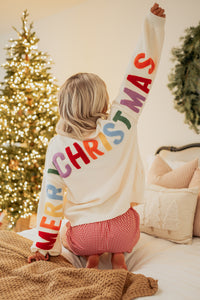 "Ho Ho Ho" Mello Christmas Patch Cardigan (Ivory) - NanaMacs