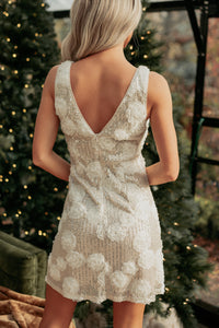 Truly Astonishing Sleeveless Sequin Floral Dress (Champagne) - NanaMacs