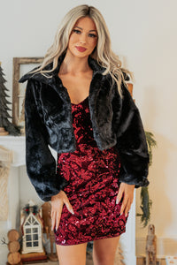 Above The Competition Faux Fur Jacket (Black) - NanaMacs