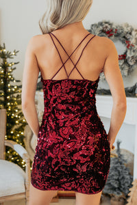 Born Ready Sleeveless Sequin Mini Dress (Burgundy) - NanaMacs