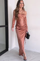 Don't Touch Off The Shoulder Maxi Dress (Copper)
