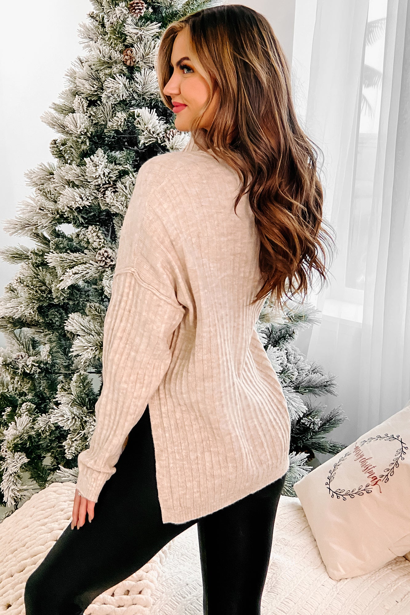 Winter Weekends Ribbed Button-Detailed Sweater (Oatmeal) - NanaMacs