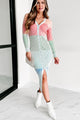 Search For Something Colorblock Sweater Dress (Pink Multi) - NanaMacs