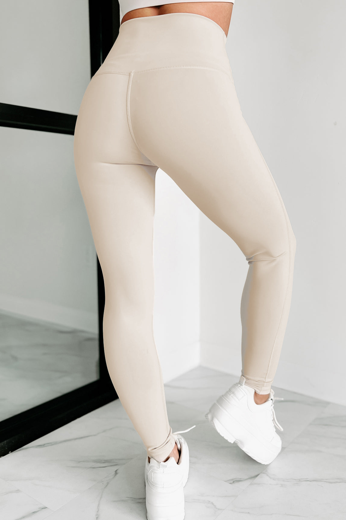 Out Here Lifting Weights Two Piece Legging Set (Beige)
