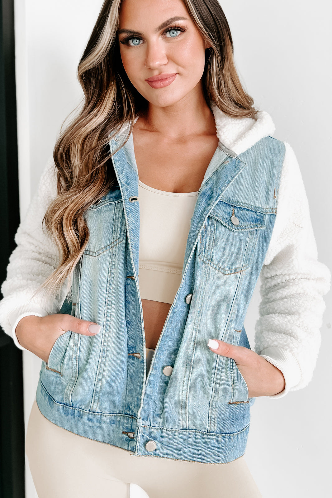 Fuzzy hot sale jean jacket