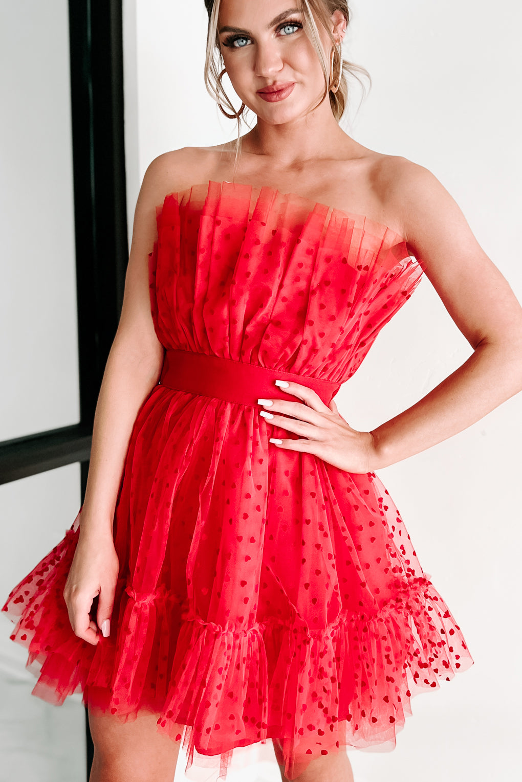 Love That Lasts Velvet Heart Tulle Mini Dress (Red) · NanaMacs