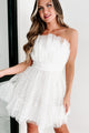 Love That Lasts Velvet Heart Tulle Mini Dress (White) - NanaMacs