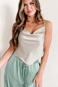 Guard Your Heart Satin Cowl Neck Crop Tank (Taupe) - NanaMacs