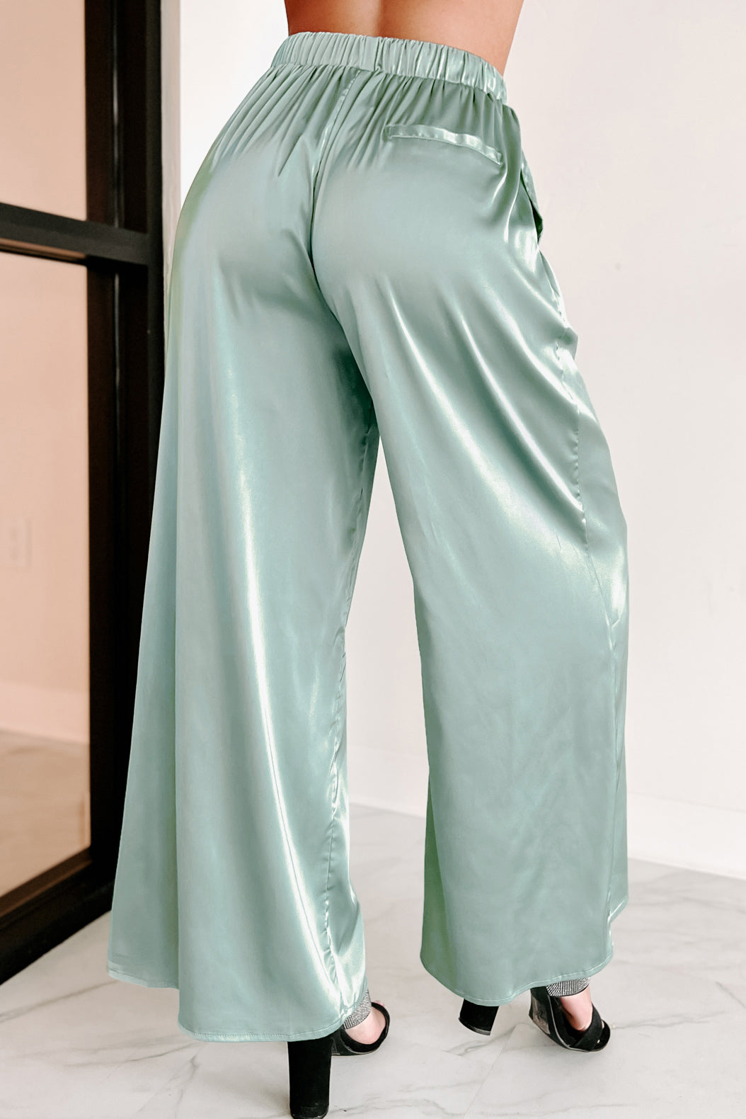 Hailee Satin Trousers - Oyster – Pretty Lavish