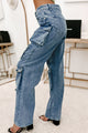 Reality Check Straight Leg Cargo Jeans (Medium Blue Wash) - NanaMacs
