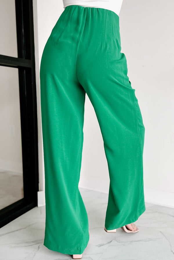 Business Meets Fashion High Waisted Wide Leg Pants (Green) - NanaMacs