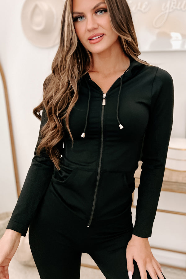 Always On The Go Zip-Up Hoodie & Leggings Set (Black) - NanaMacs