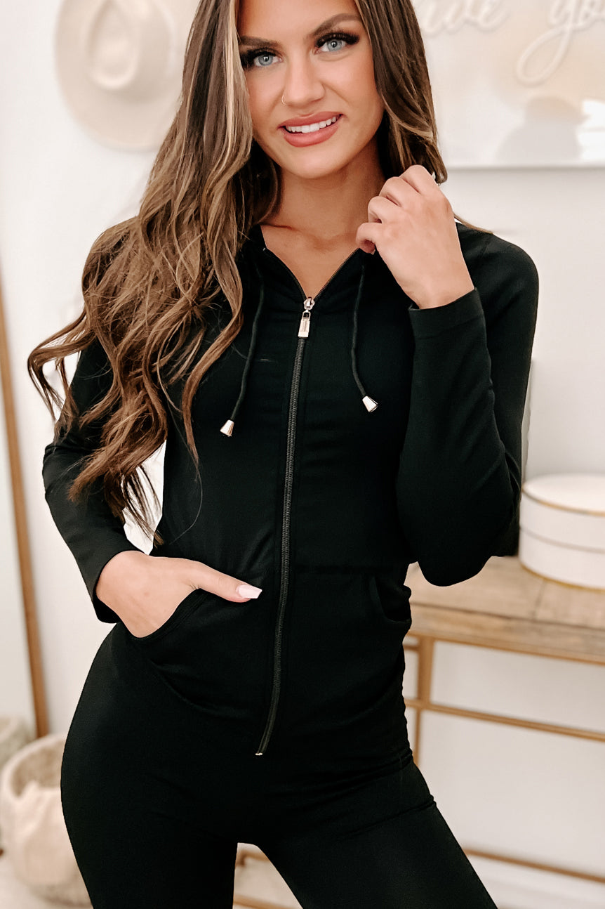 Always On The Go Zip-Up Hoodie & Leggings Set (Black) - NanaMacs