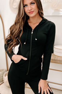 Always On The Go Zip-Up Hoodie & Leggings Set (Black) - NanaMacs