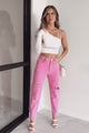 Looking For A Change High Rise Distressed Straight Leg Jeans (Pink)