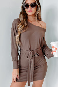 Instantly Lovable Ribbed Long Sleeve Dress (Mocha) - NanaMacs