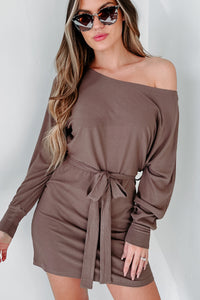 Instantly Lovable Ribbed Long Sleeve Dress (Mocha) - NanaMacs