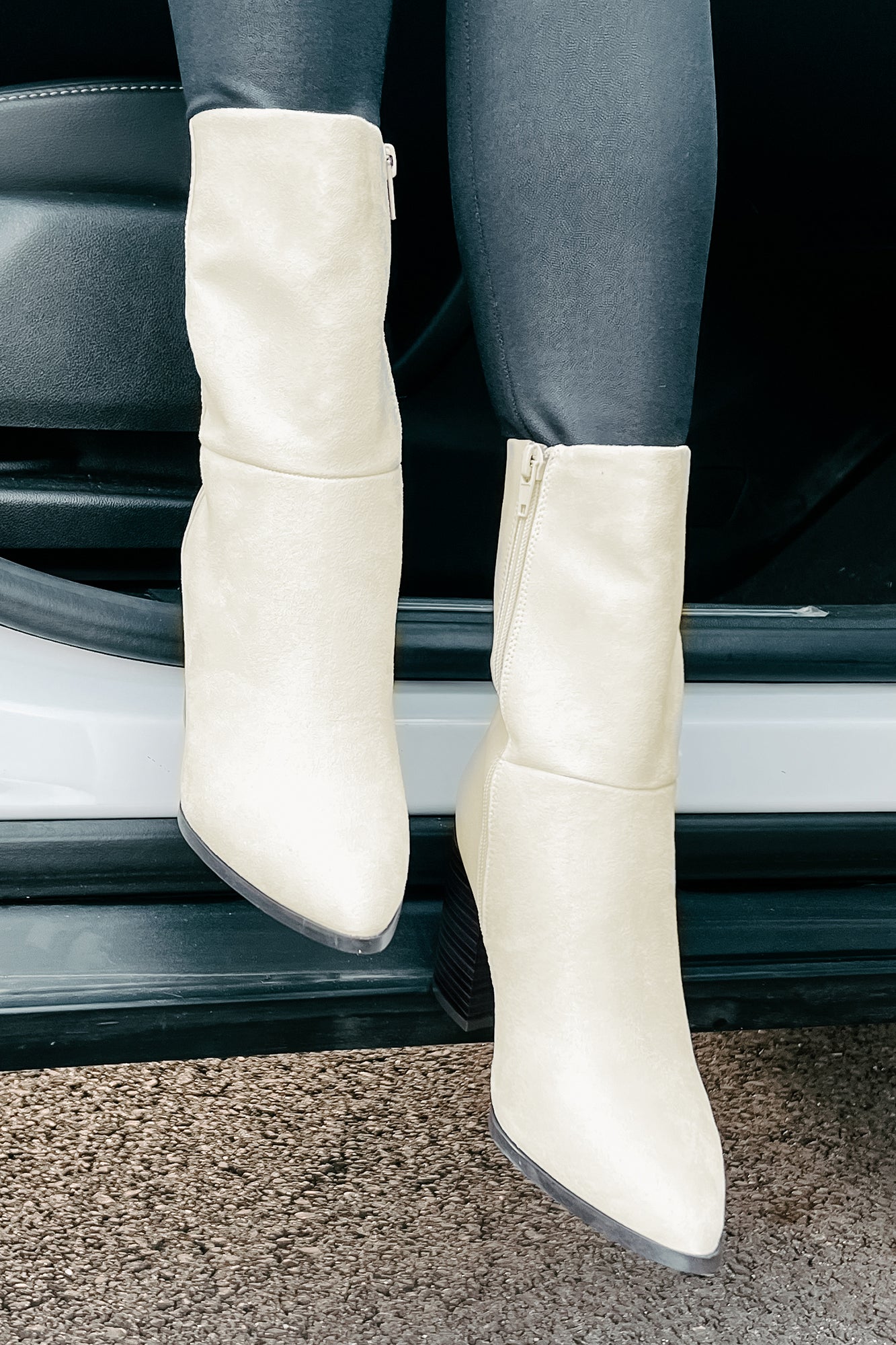 IMPERFECT You Gotta Earn It Faux Suede Booties (Ivory) - NanaMacs