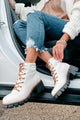 Ready To Explore Chunky Lace-Up Boots (Off White) - NanaMacs