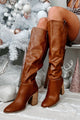 Styled Steps Knee High Faux Leather Boots (Brown) - NanaMacs